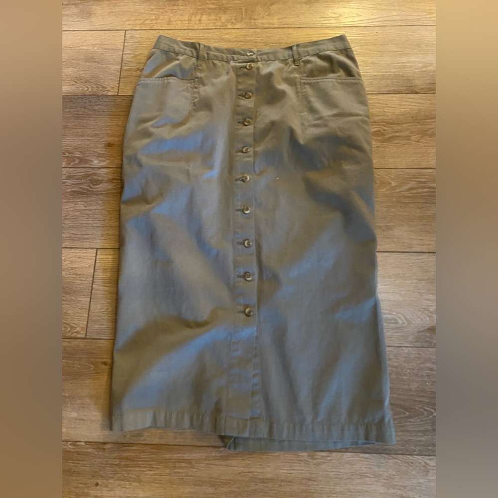 White Stag Sage Green Women’s Maxi Skirt Button Front Plus Size 20W 100% Cotton